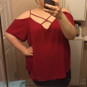 Plus Size Strappy Cold Shoulder Top